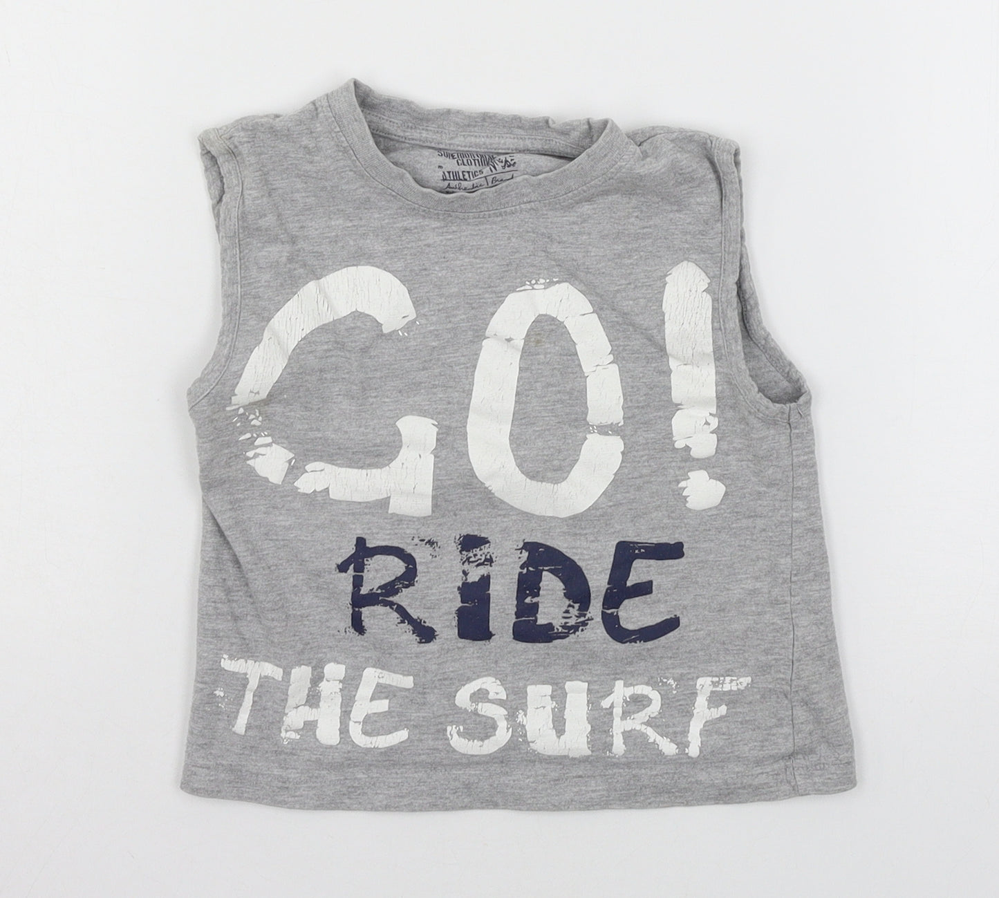 Matalan Boys Grey  Jersey Basic Tank Size 3 Years  - Ride the surf