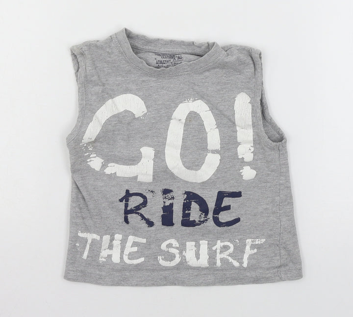 Matalan Boys Grey  Jersey Basic Tank Size 3 Years  - Ride the surf
