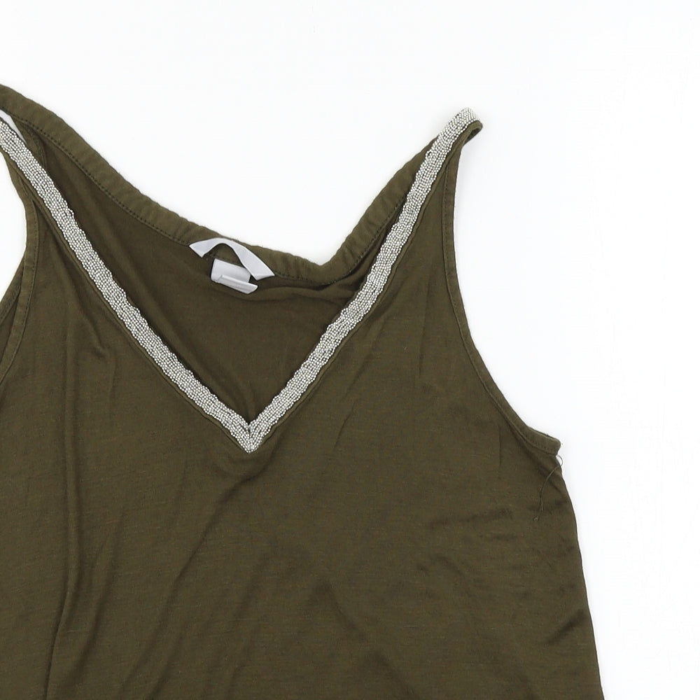 H&M Womens Green  Jersey Basic Tank Size S
