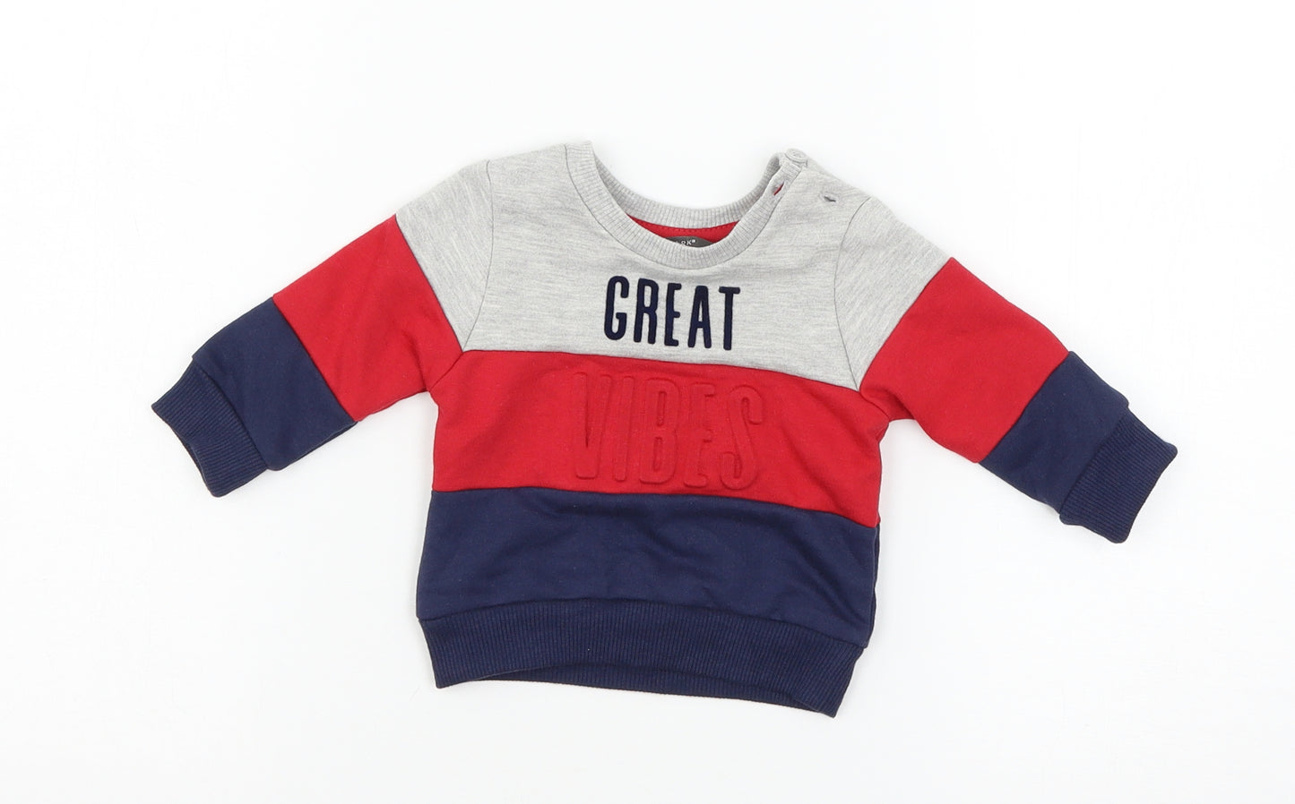 Primark Boys Blue Striped Jersey Pullover Jumper Size 0-3 Months  - Great Vibes