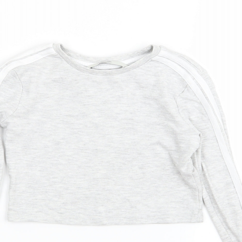 Asda George Girls Grey   Basic T-Shirt Size 5-6 Years  - crop top