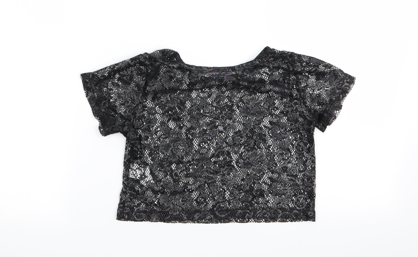 F&F Girls Black Floral  Basic T-Shirt Size 8-9 Years