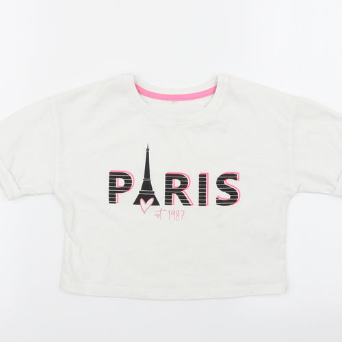 Asda George Girls White   Basic T-Shirt Size 5-6 Years