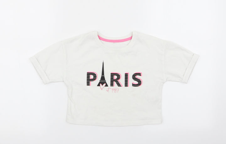 Asda George Girls White Basic T-Shirt Size 5-6 Years