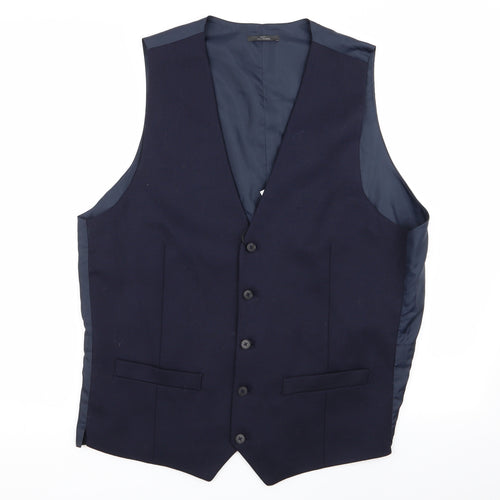 M&S Mens Blue   Jacket Suit Waistcoat Size L