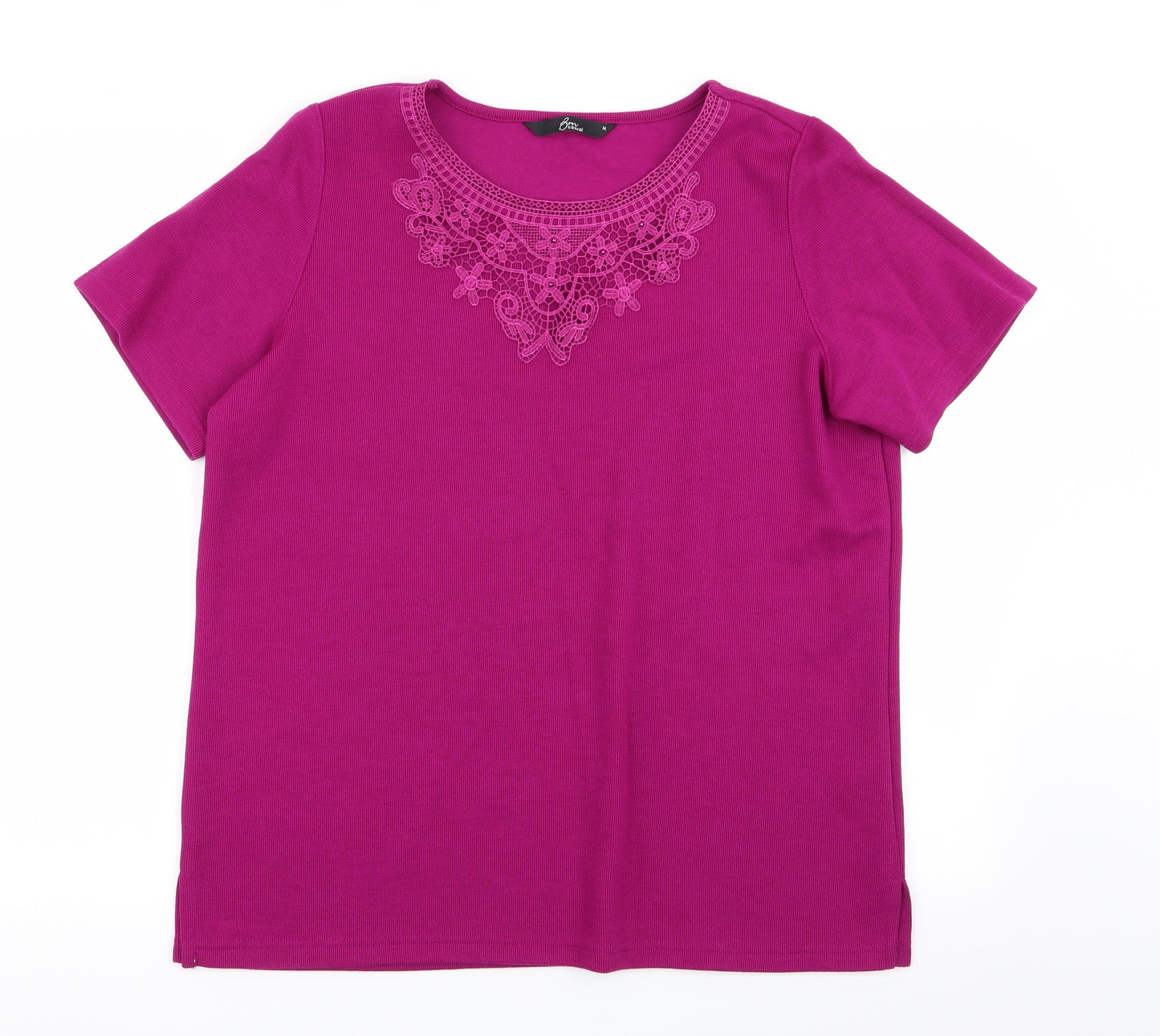 Bm collection Womens Purple Geometric  Basic T-Shirt Size M