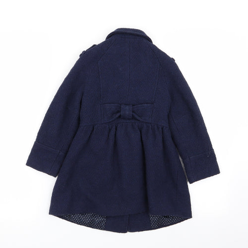 Asda George Girls Blue   Overcoat Coat Size 4-5 Years
