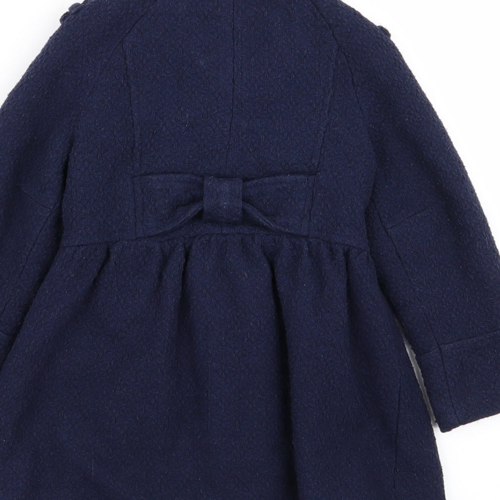 Asda George Girls Blue   Overcoat Coat Size 4-5 Years