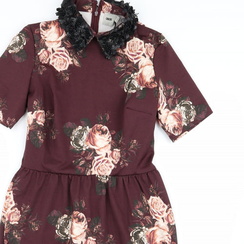 ASOS Womens Purple Floral  Fit & Flare  Size 10