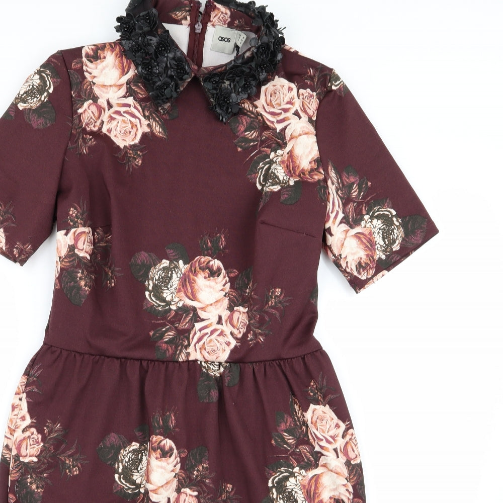 ASOS Womens Purple Floral  Fit & Flare  Size 10