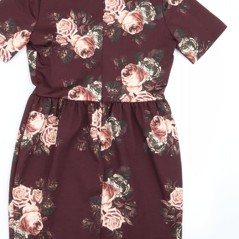 ASOS Womens Purple Floral  Fit & Flare  Size 10