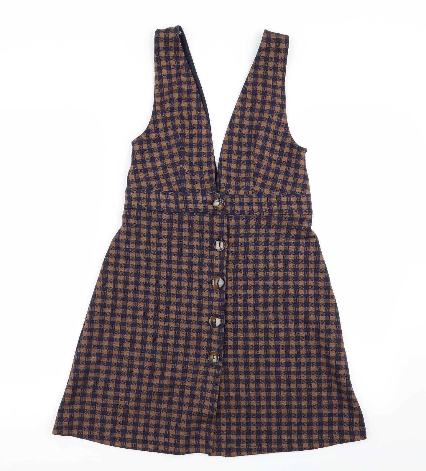 Topshop Womens Multicoloured Check  Pinafore/Dungaree Dress  Size 10
