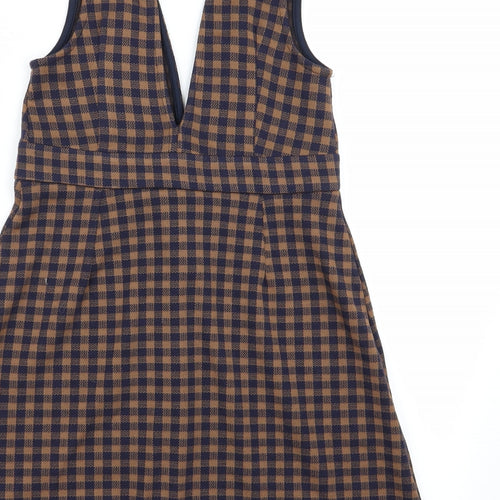 Topshop Womens Multicoloured Check  Pinafore/Dungaree Dress  Size 10
