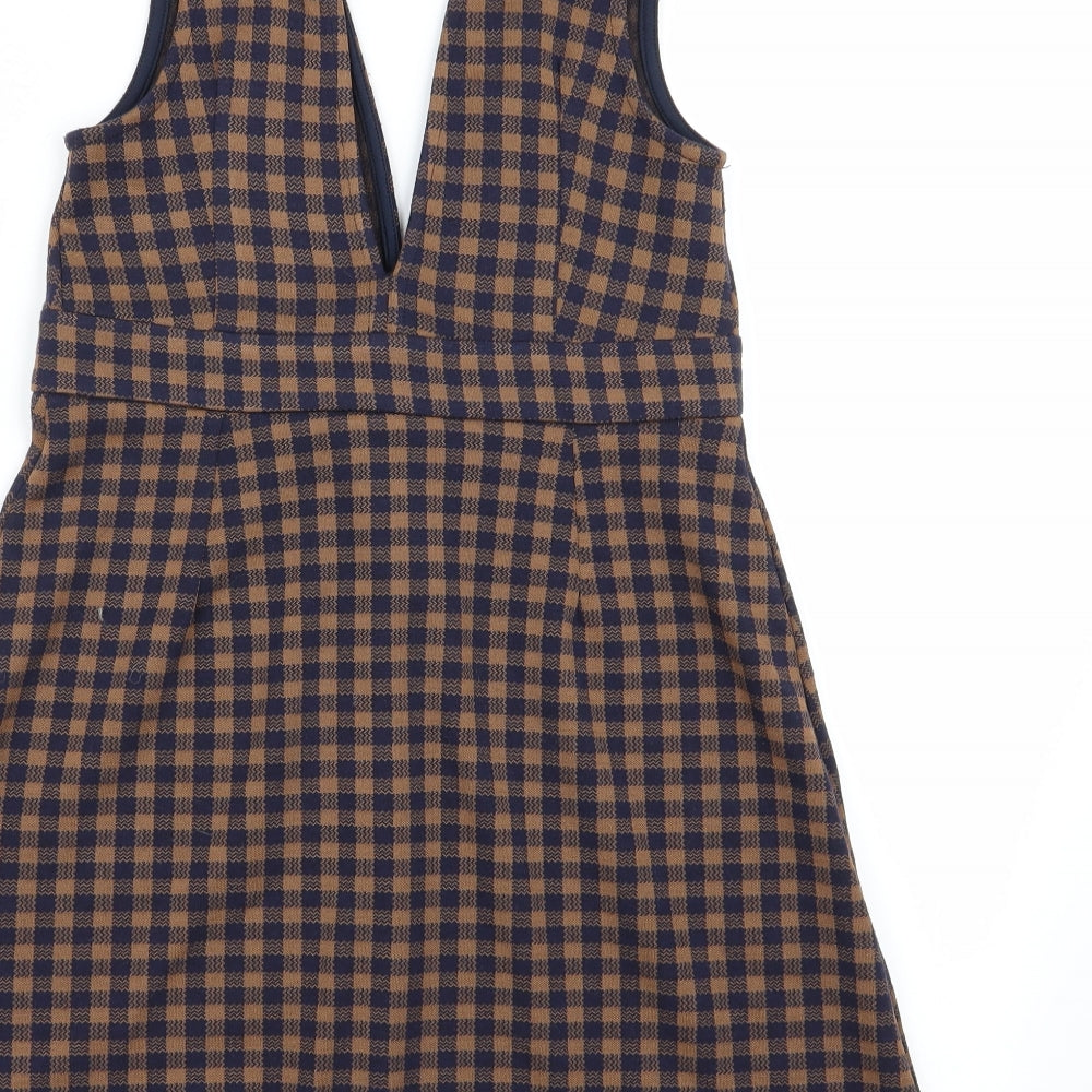 Topshop Womens Multicoloured Check  Pinafore/Dungaree Dress  Size 10