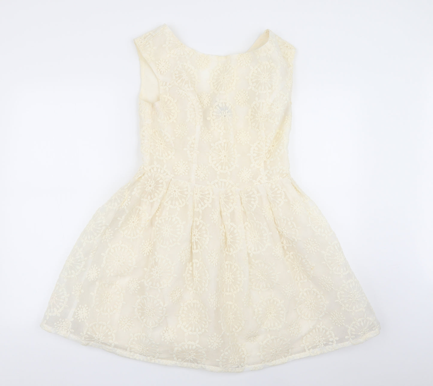 Topshop Womens Beige Geometric  Fit & Flare  Size 10