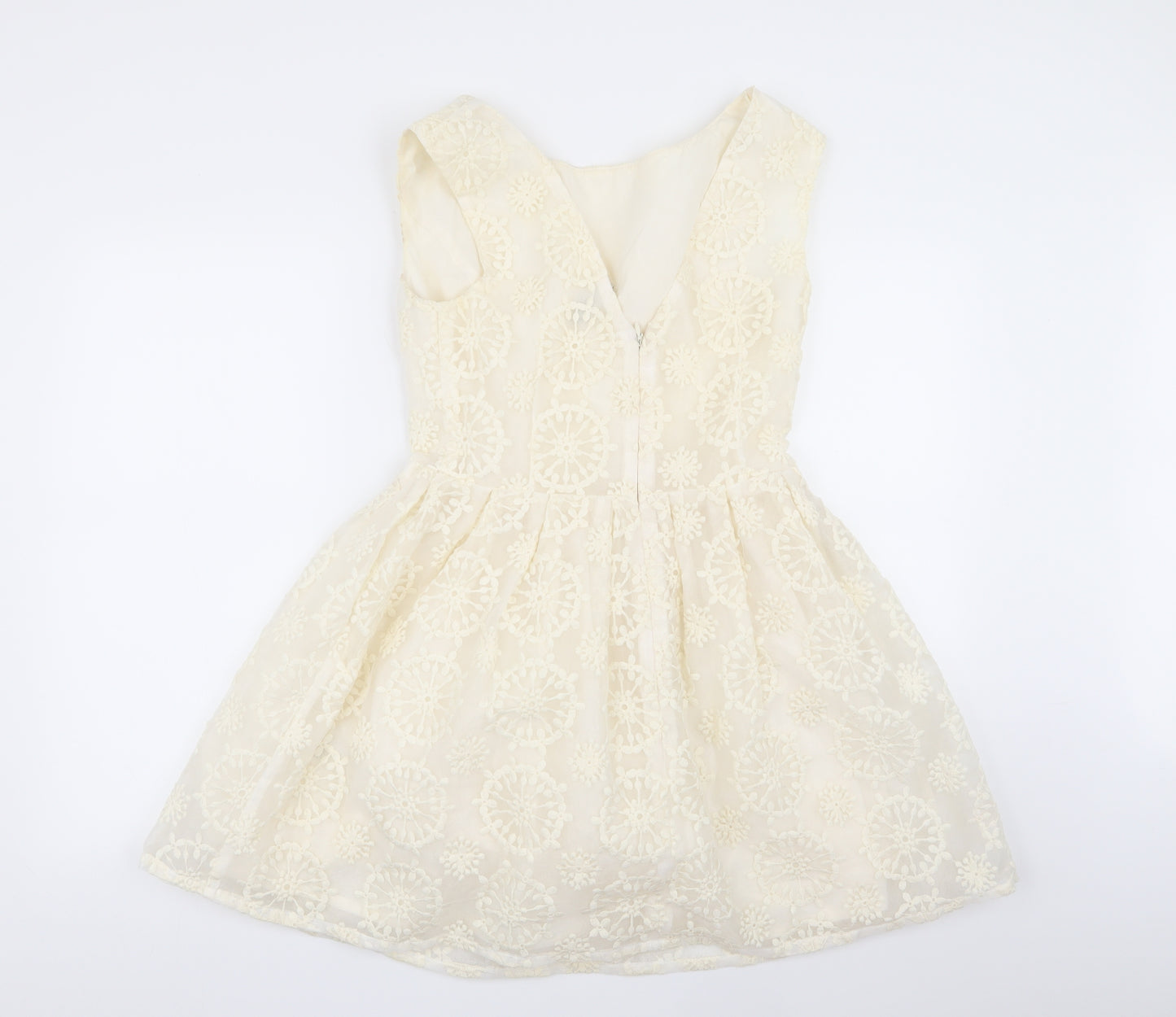 Topshop Womens Beige Geometric  Fit & Flare  Size 10