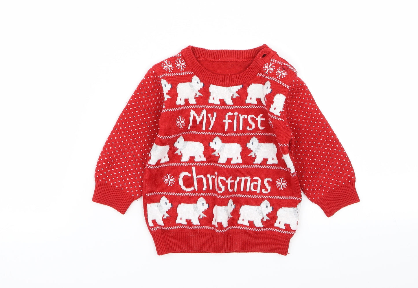 Asda George Baby Red Polka Dot  Pullover Jumper Size 3-6 Months  - Christmas Jumper