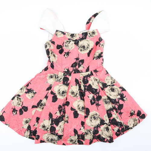 Topshop Womens Multicoloured Floral  Fit & Flare  Size 10