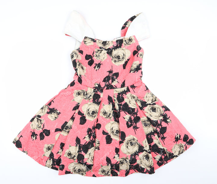 Topshop Womens Multicoloured Floral Fit & Flare Size 10
