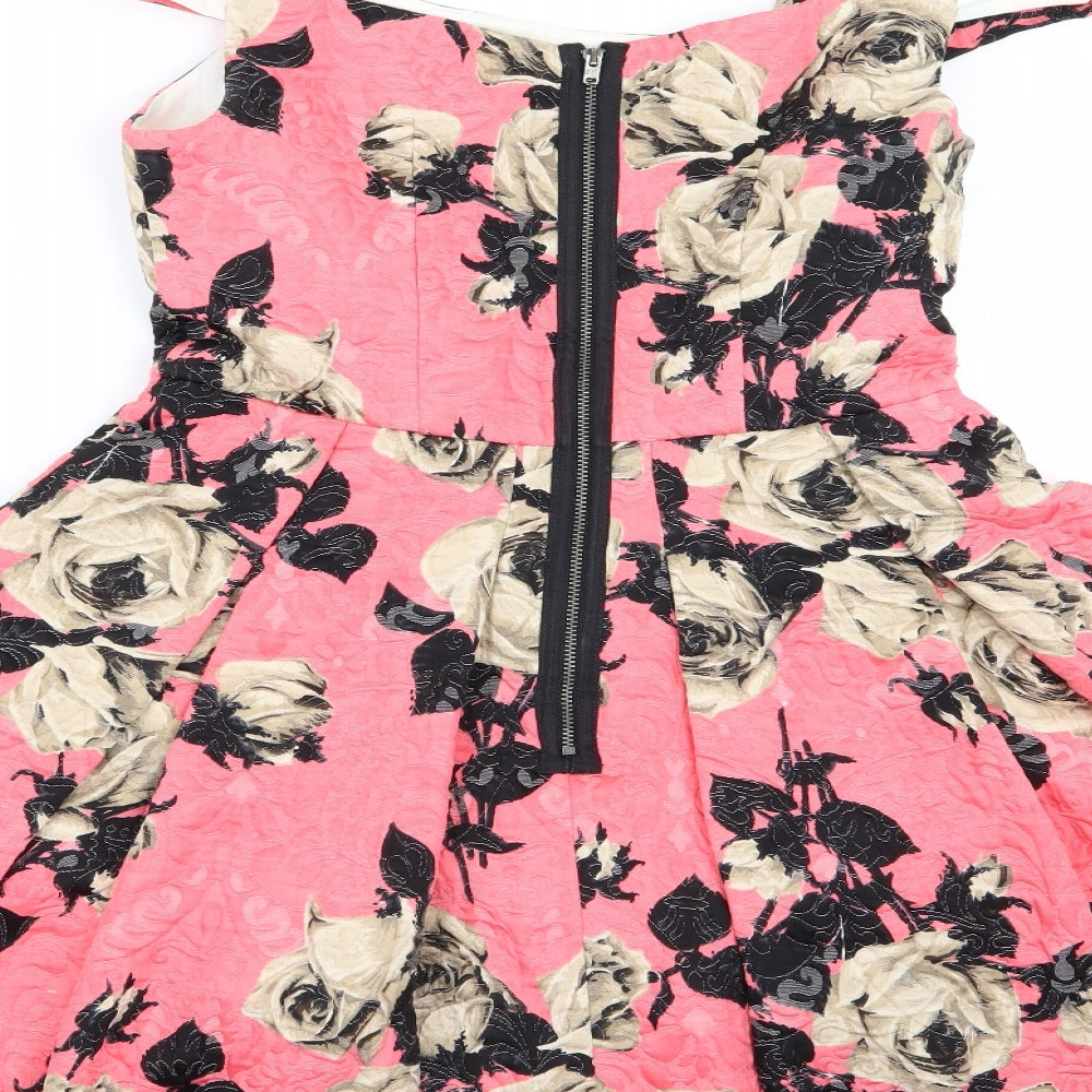 Topshop Womens Multicoloured Floral  Fit & Flare  Size 10
