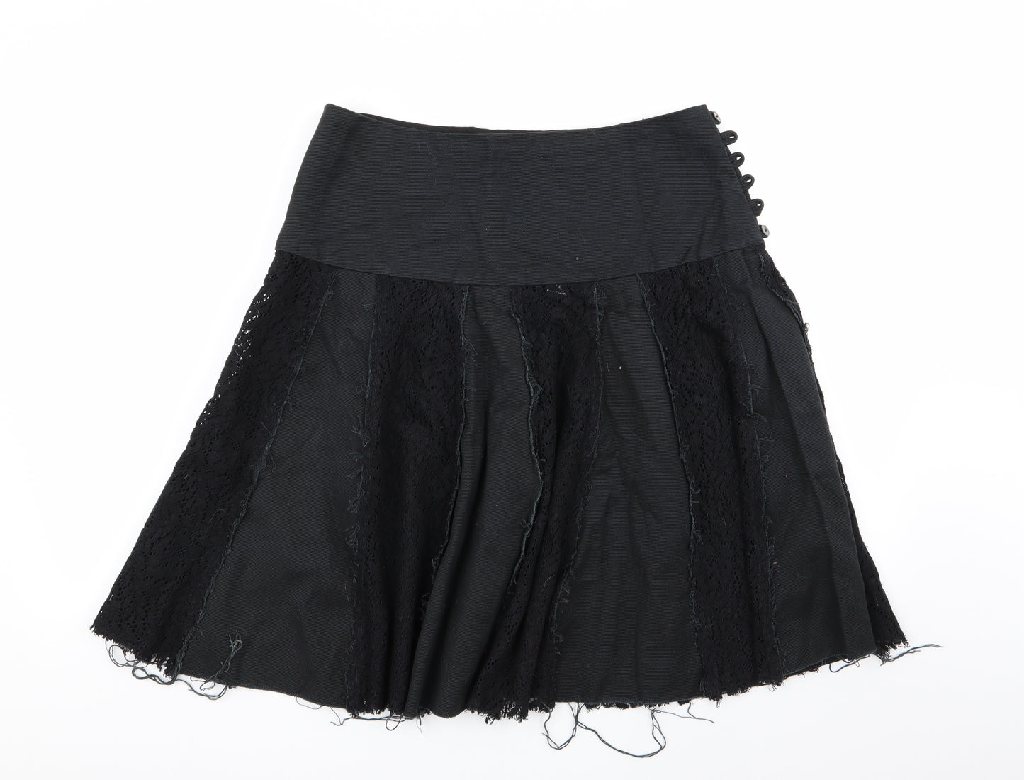 all saints Womens Black Geometric  Flare Skirt Size M