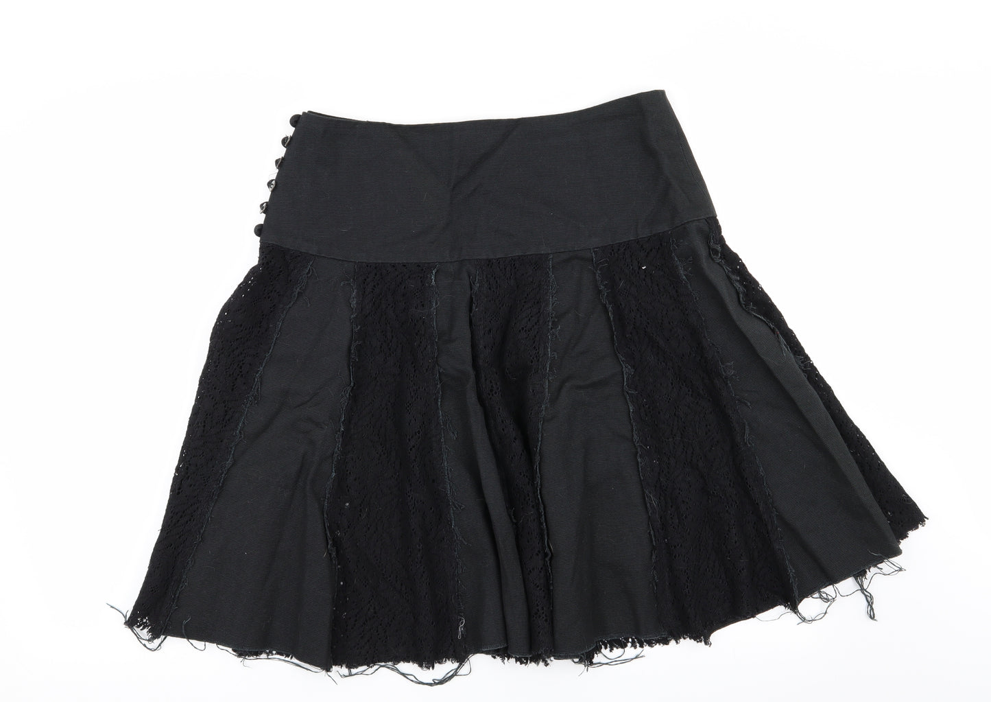 all saints Womens Black Geometric  Flare Skirt Size M