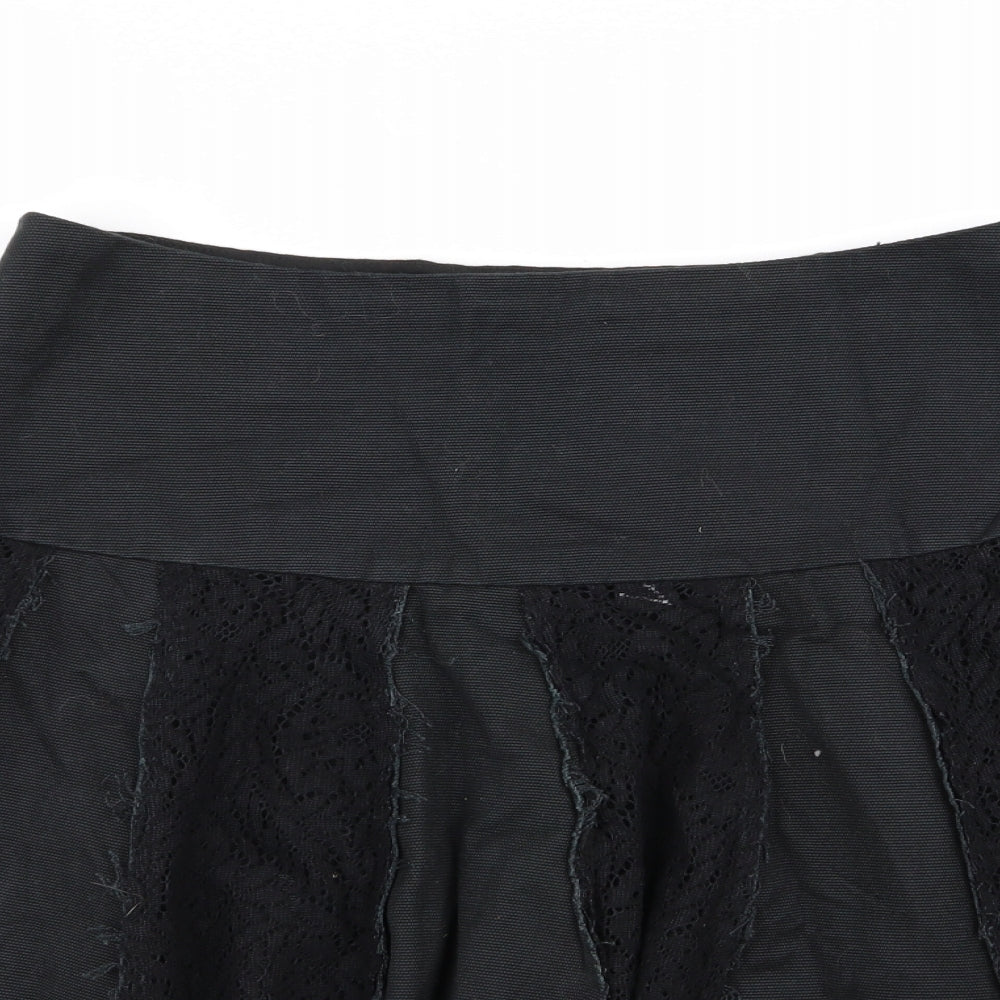 all saints Womens Black Geometric  Flare Skirt Size M