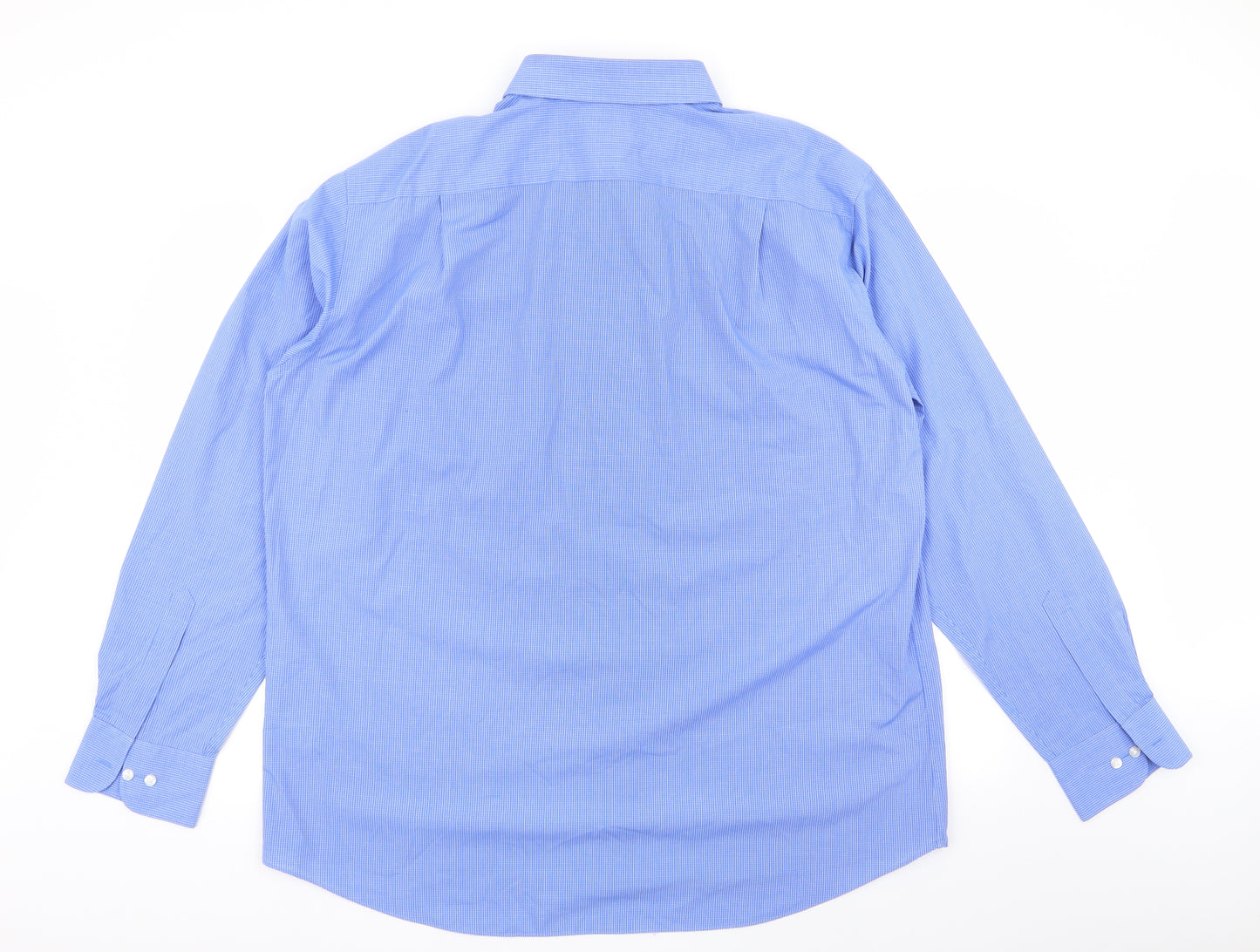 M&S Mens Blue Check   Dress Shirt Size 17