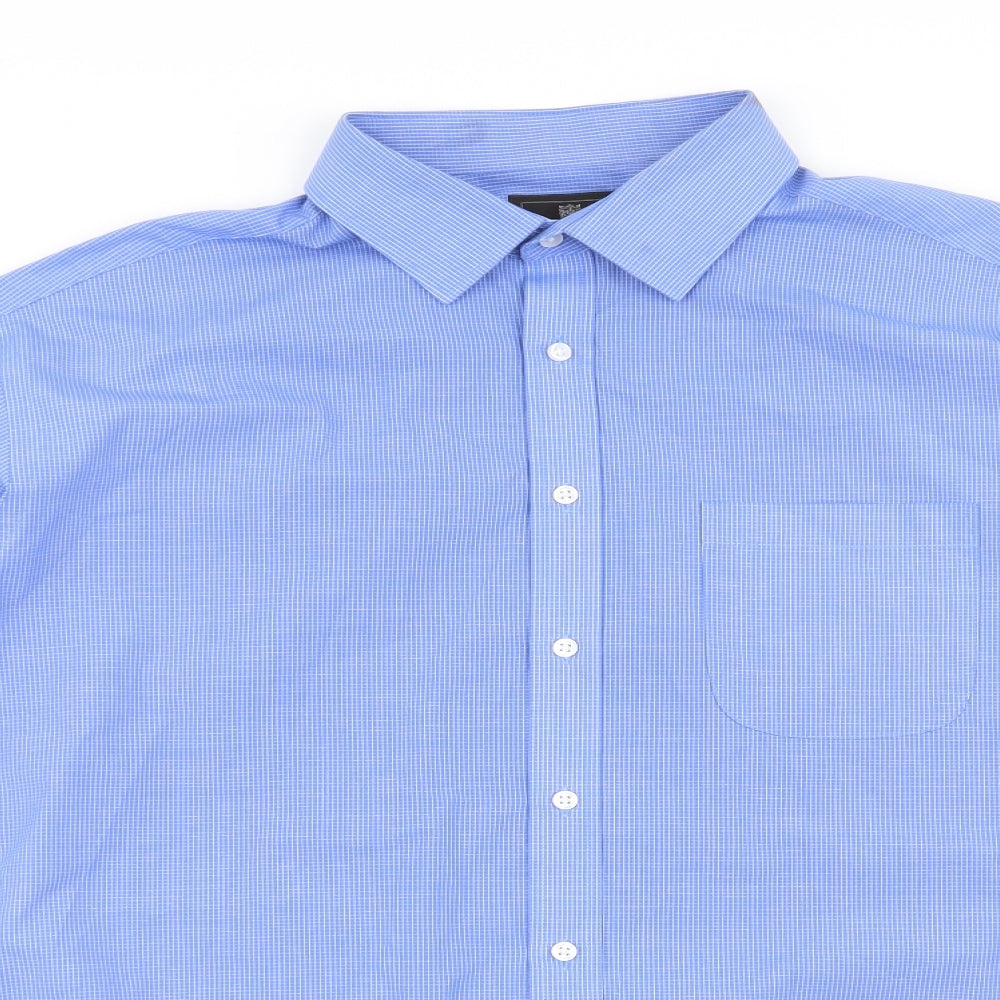 M&S Mens Blue Check   Dress Shirt Size 17