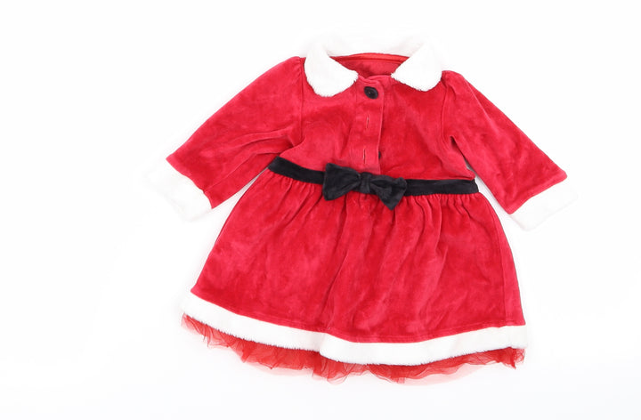 M&S Girls Red Fit & Flare Size 0-3 Months - christmas