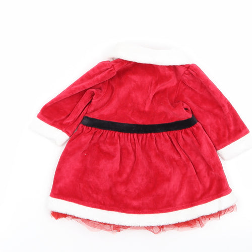 M&S Girls Red   Fit & Flare  Size 0-3 Months  - christmas