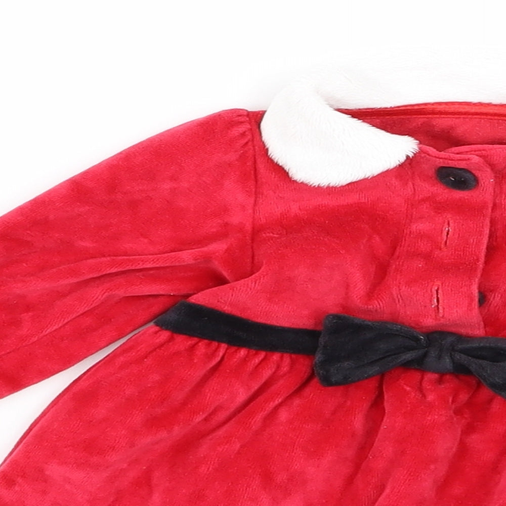 M&S Girls Red   Fit & Flare  Size 0-3 Months  - christmas