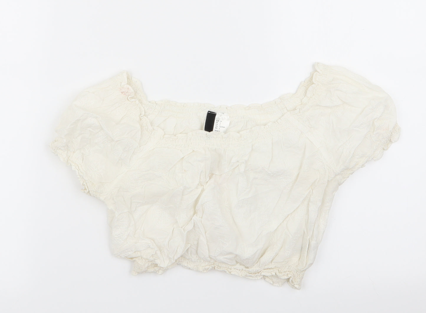 Divided by H&M Womens White Floral  Basic Blouse Size 10  - crop top