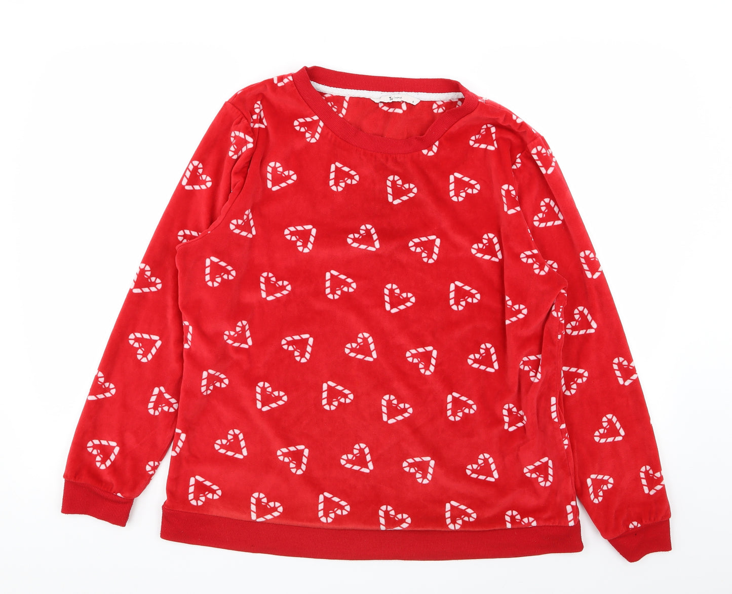 TU Womens Red Solid  Top Pyjama Top Size 16  - heart detail