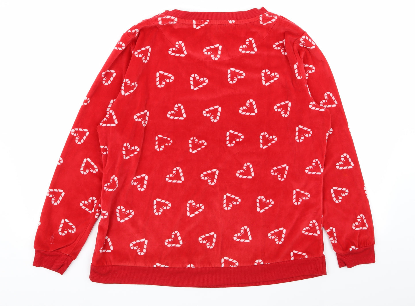 TU Womens Red Solid  Top Pyjama Top Size 16  - heart detail