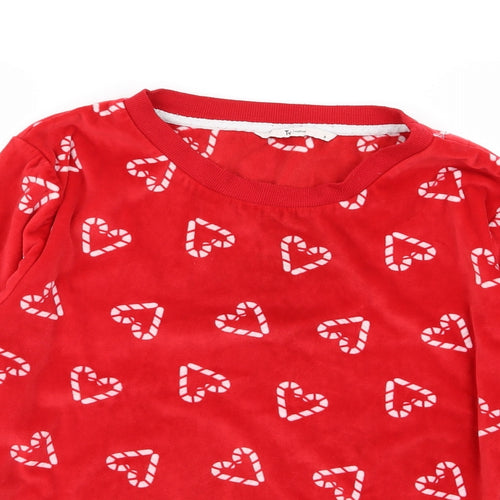 TU Womens Red Solid  Top Pyjama Top Size 16  - heart detail