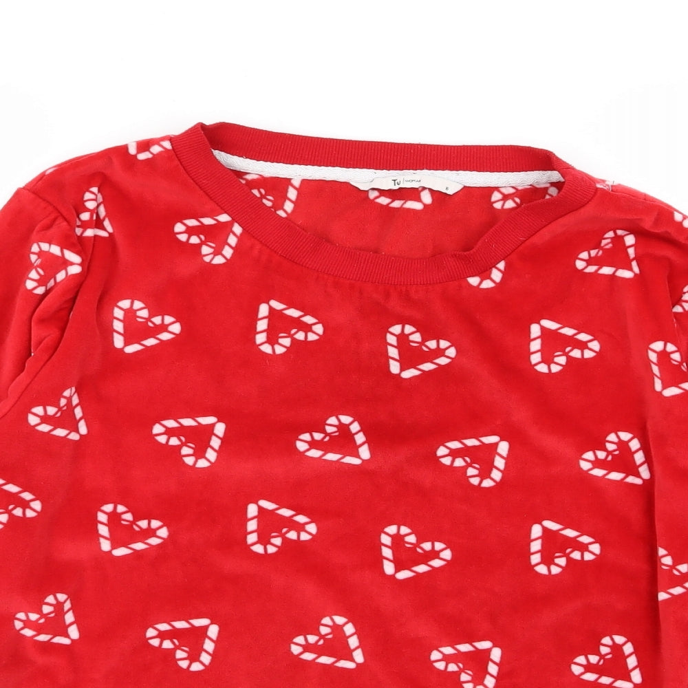 TU Womens Red Solid  Top Pyjama Top Size 16  - heart detail