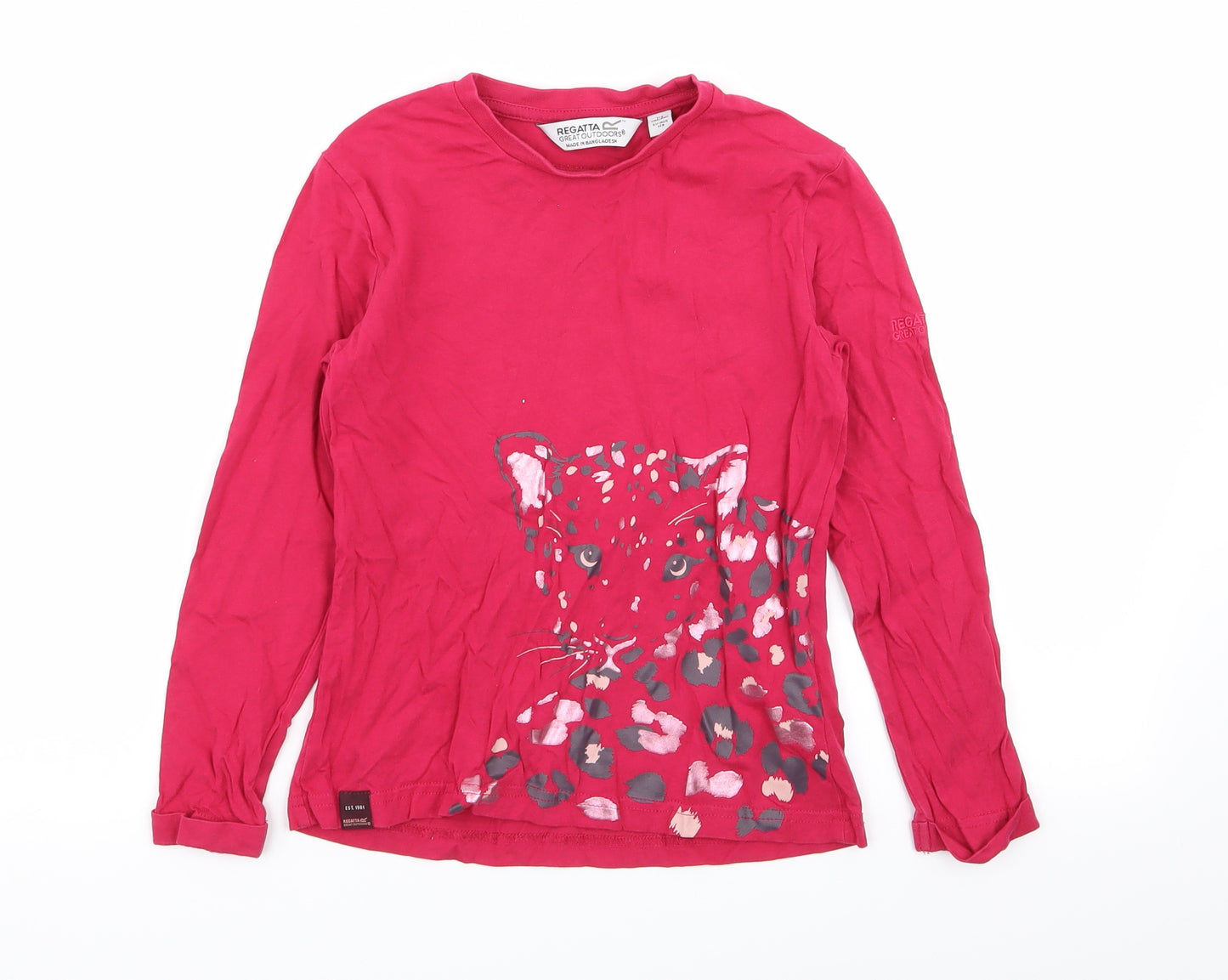 Regatta Girls Pink Animal Print  Basic T-Shirt Size 7-8 Years