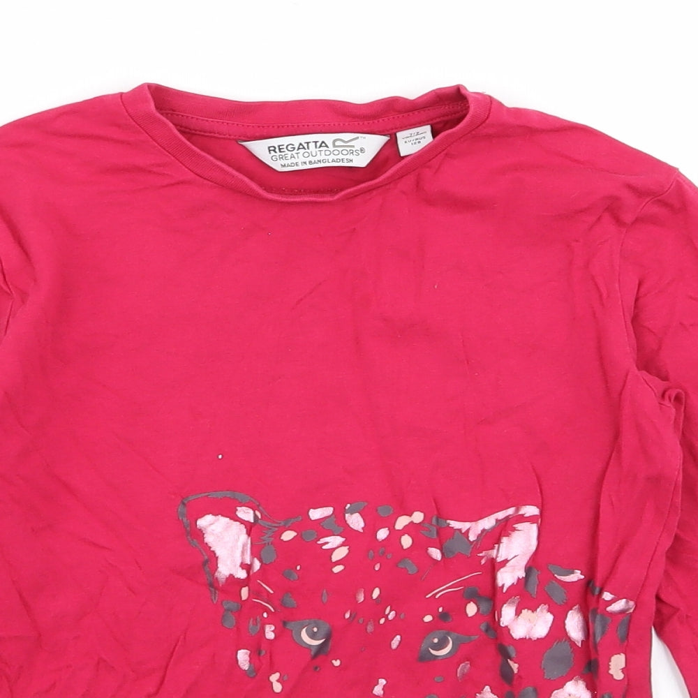 Regatta Girls Pink Animal Print  Basic T-Shirt Size 7-8 Years