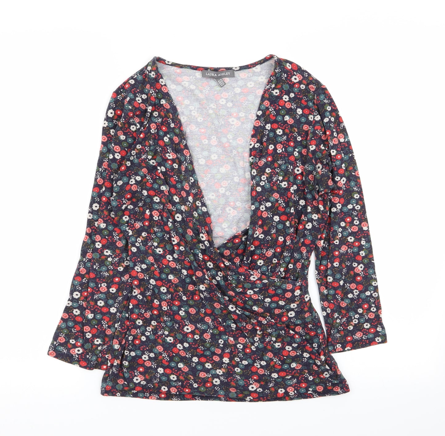 Laura Ashley Womens Multicoloured Floral  Wrap T-Shirt Size 10