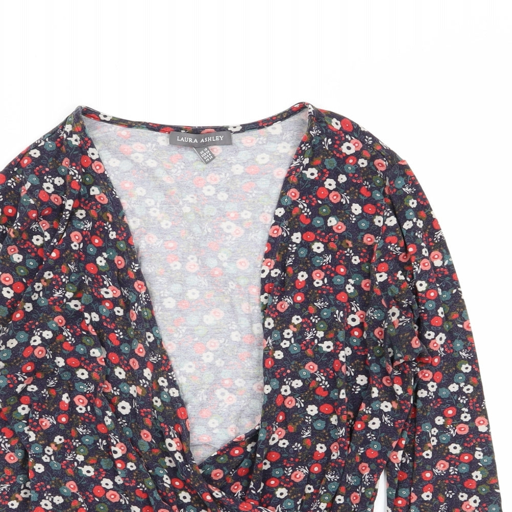 Laura Ashley Womens Multicoloured Floral  Wrap T-Shirt Size 10