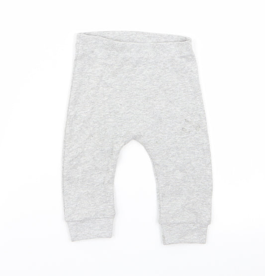 Front view of Matalan girls’ grey jogger trousers, size 3-6, months - leggings
