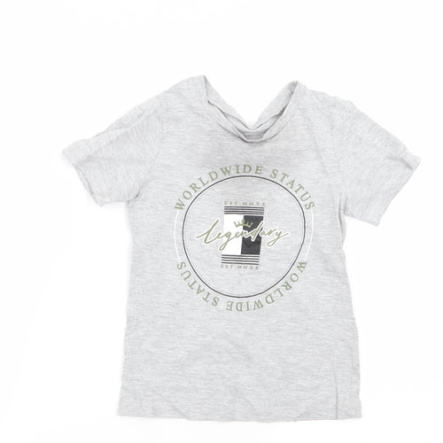 Asda George Girls Grey   Basic T-Shirt Size 4-5 Years