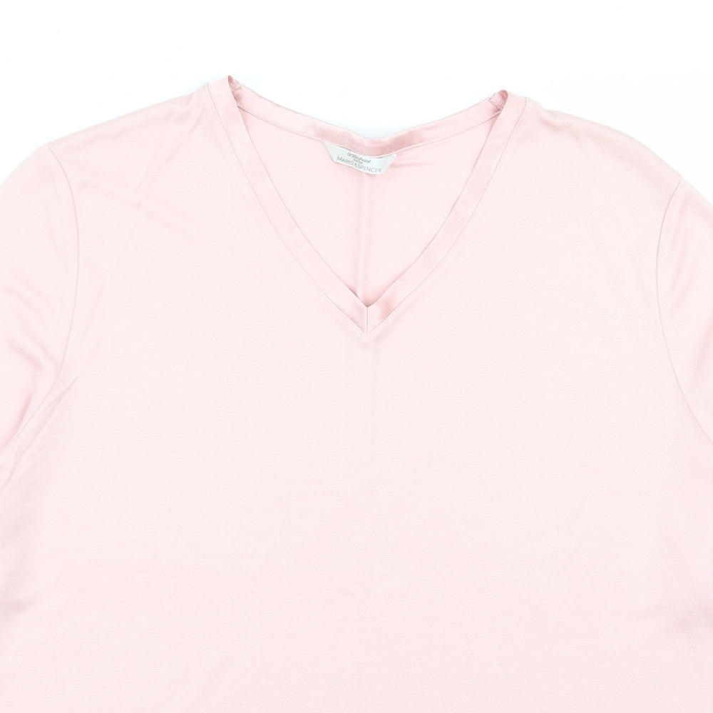M&S Womens Pink   Basic T-Shirt Size 14