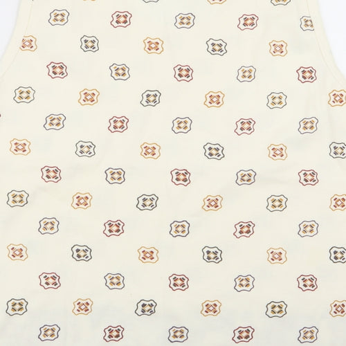 janique Womens Beige Geometric  Basic Tank Size L