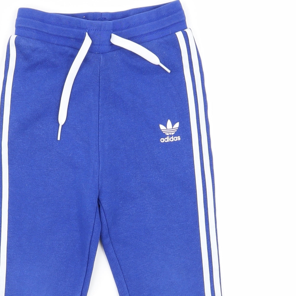 adidas Boys Blue Striped  Jogger Trousers Size 3-4 Years