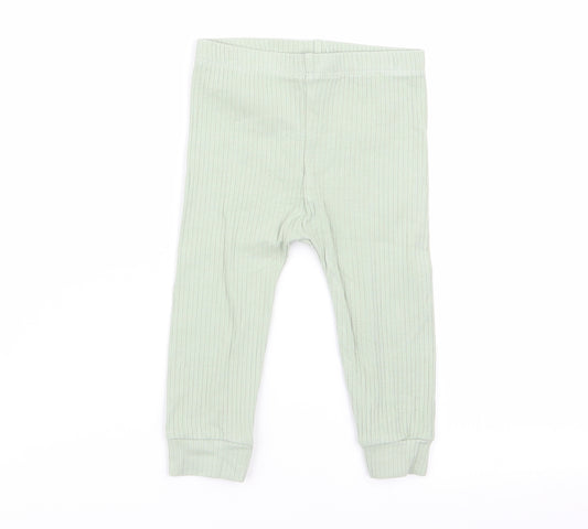 Front view of Tu girls’ green jogger trousers, size 6-9, months - leggings