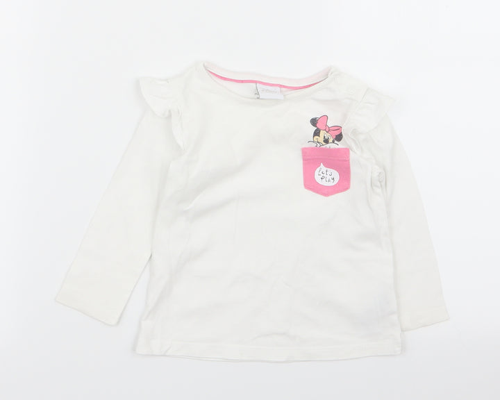 F&F Girls White   Basic T-Shirt Size 6-9 Months