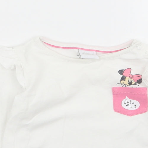 F&F Girls White   Basic T-Shirt Size 6-9 Months