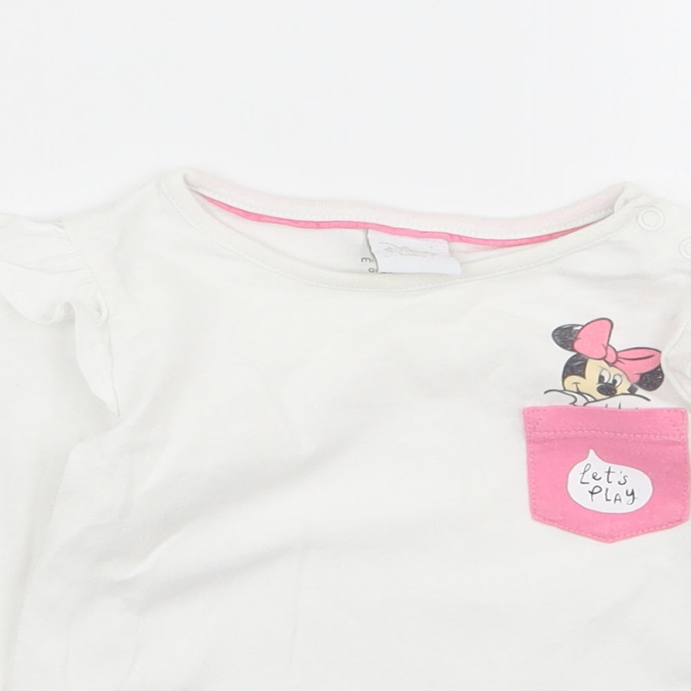 F&F Girls White   Basic T-Shirt Size 6-9 Months